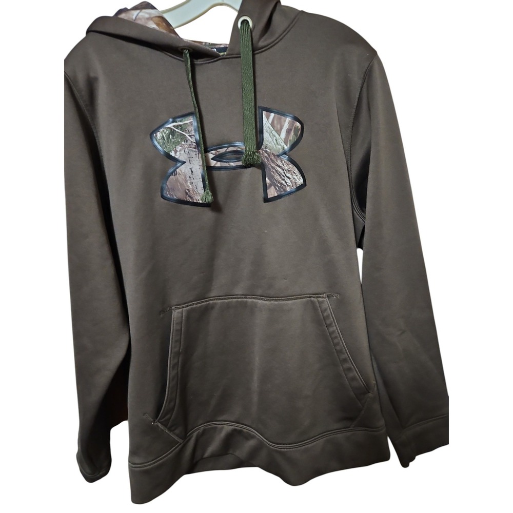 Under Armour Storm Hoodie Mens Large Camo Logo Fleece Pullover Sweatshirt 0640